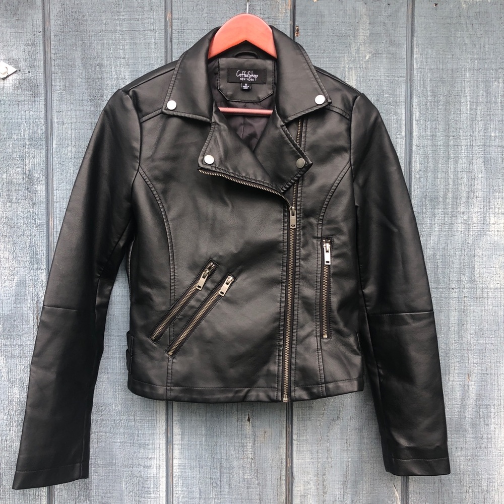 CoffeeShop Faux Leather Moto Jacket Black / Medium